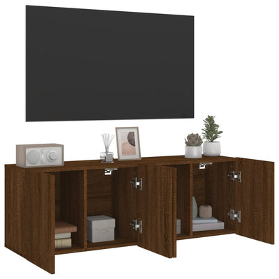 TV-kaapit seinäkiinnitettävä 2 kpl ruskea tammi 60x30x41 cm