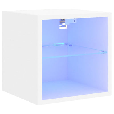 TV-seinäkaappi LED-valoilla valkoinen 30x28,5x30 cm