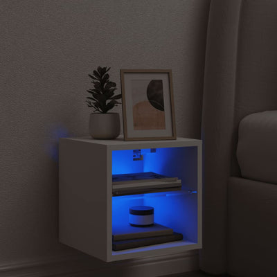 TV-seinäkaappi LED-valoilla valkoinen 30x28,5x30 cm
