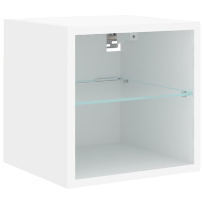 TV-seinäkaappi LED-valoilla valkoinen 30x28,5x30 cm