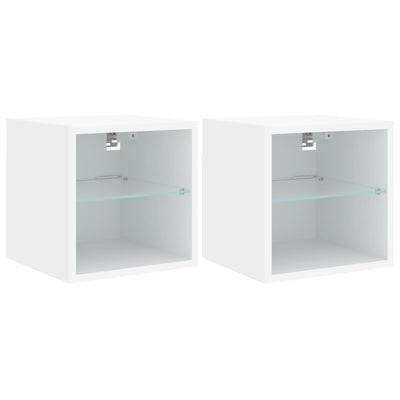 TV-seinäkaapit LED-valoilla 2 kpl valkoinen 30x28,5x30 cm