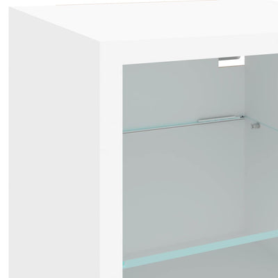 Valkoinen tv-seinäkaapit led-valoilla Vinorica 30x28,5x30cm (2 kpl)