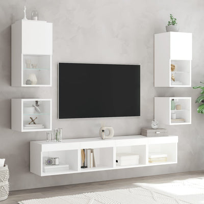 TV-seinäkaapit LED-valoilla 2 kpl valkoinen 30x28,5x30 cm