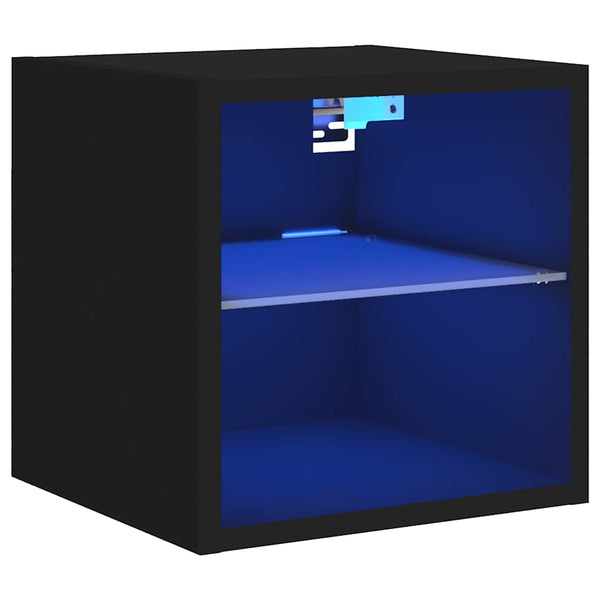 TV-seinäkaappi LED-valoilla musta 30x28,5x30 cm