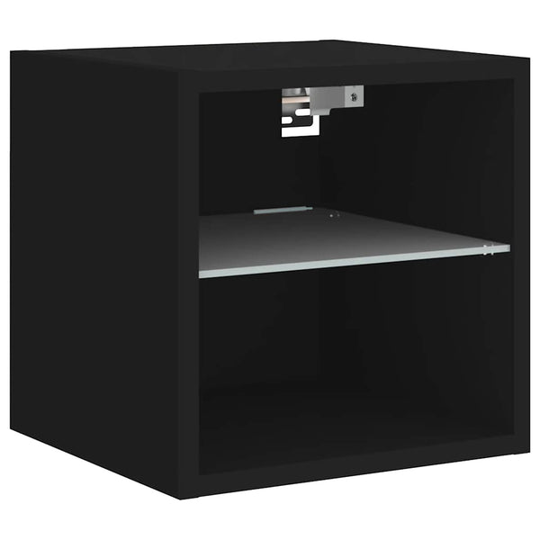 TV-seinäkaappi LED-valoilla musta 30x28,5x30 cm