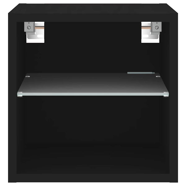 TV-seinäkaappi LED-valoilla musta 30x28,5x30 cm