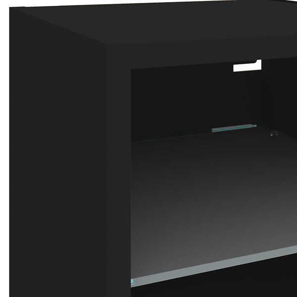 TV-seinäkaappi LED-valoilla musta 30x28,5x30 cm