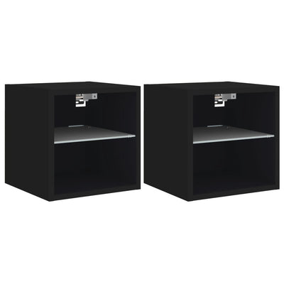 TV-seinäkaapit LED-valoilla 2 kpl musta 30x28,5x30 cm