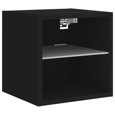 TV-seinäkaapit LED-valoilla 2 kpl musta 30x28,5x30 cm