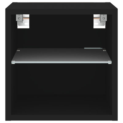 TV-seinäkaapit LED-valoilla 2 kpl musta 30x28,5x30 cm