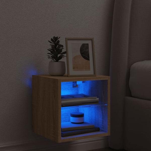 TV-seinäkaappi LED-valoilla Sonoma-tammi 30x28,5x30 cm