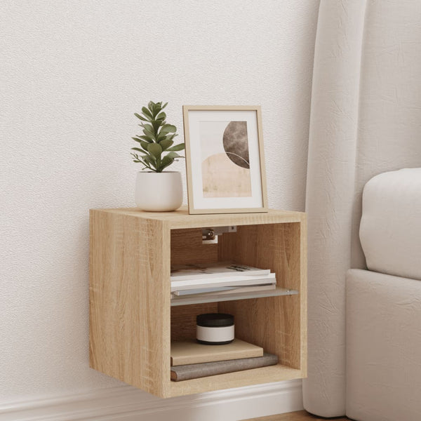 TV-seinäkaappi LED-valoilla Sonoma-tammi 30x28,5x30 cm