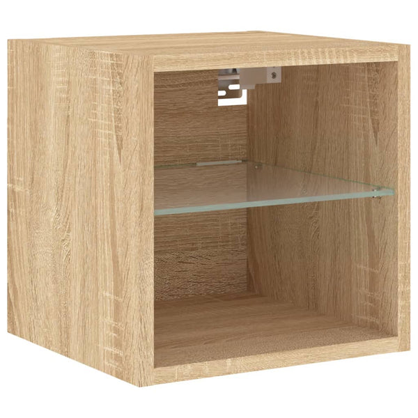 TV-seinäkaappi LED-valoilla Sonoma-tammi 30x28,5x30 cm
