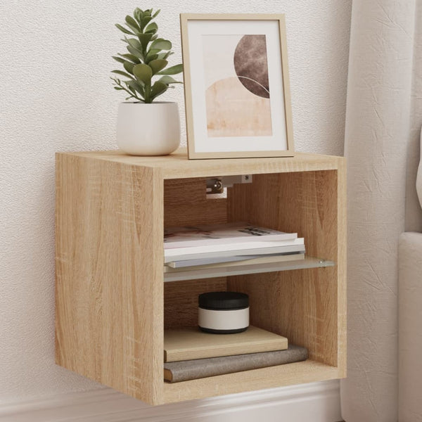 TV-seinäkaappi LED-valoilla Sonoma-tammi 30x28,5x30 cm