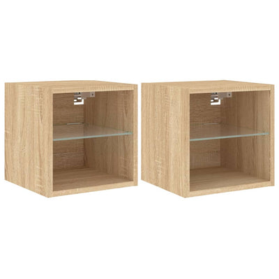 TV-seinäkaapit LED-valoilla 2 kpl Sonoma-tammi 30x28,5x30 cm