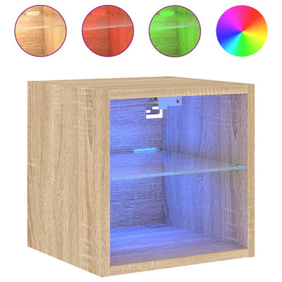 TV-seinäkaapit LED-valoilla 2 kpl Sonoma-tammi 30x28,5x30 cm