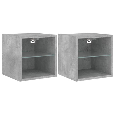 TV-seinäkaapit LED-valoilla 2 kpl betoninharmaa 30x28,5x30 cm