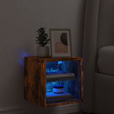 TV-seinäkaappi LED-valoilla savutammi 30x28,5x30 cm
