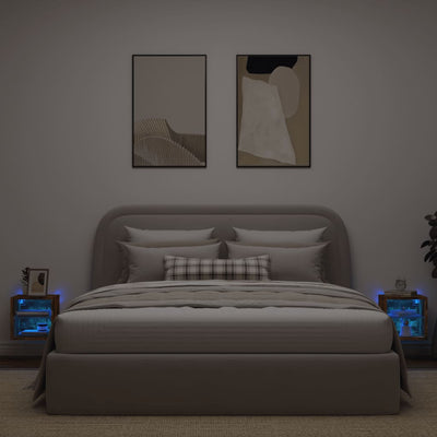TV-seinäkaapit LED-valoilla 2 kpl savutammi 30x28,5x30 cm