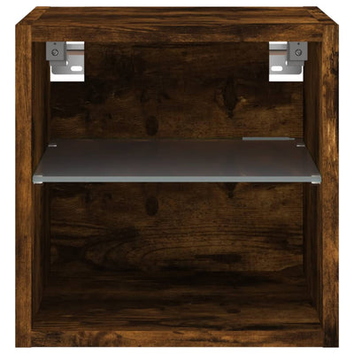 TV-seinäkaapit LED-valoilla 2 kpl savutammi 30x28,5x30 cm