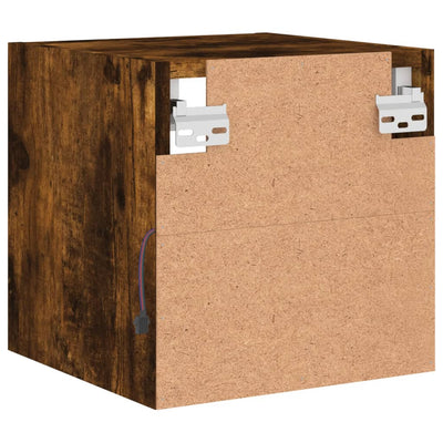 TV-seinäkaapit LED-valoilla 2 kpl savutammi 30x28,5x30 cm