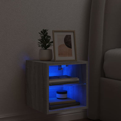 TV-seinäkaappi LED-valoilla harmaa Sonoma 30x28,5x30 cm