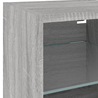 TV-seinäkaappi LED-valoilla harmaa Sonoma 30x28,5x30 cm
