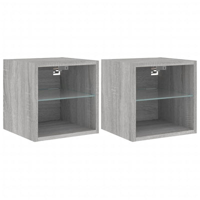 TV-seinäkaapit LED-valoilla 2 kpl harmaa Sonoma 30x28,5x30 cm