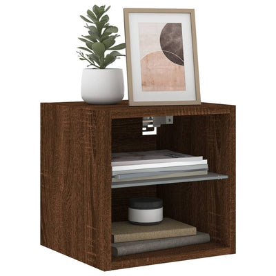 TV-seinäkaappi LED-valoilla ruskea tammi 30x28,5x30 cm