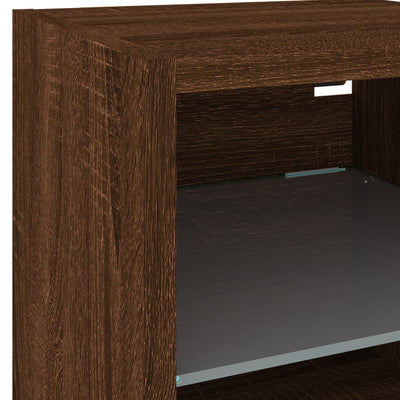 TV-seinäkaappi LED-valoilla ruskea tammi 30x28,5x30 cm