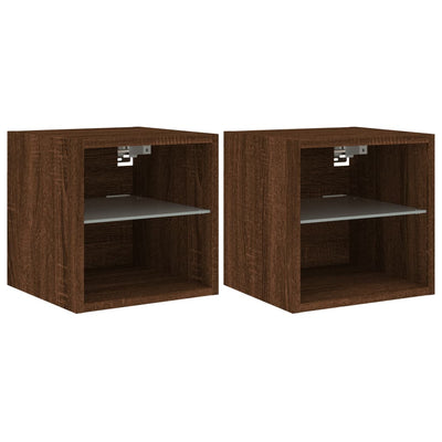 TV-seinäkaapit LED-valoilla 2 kpl ruskea tammi 30x28,5x30 cm