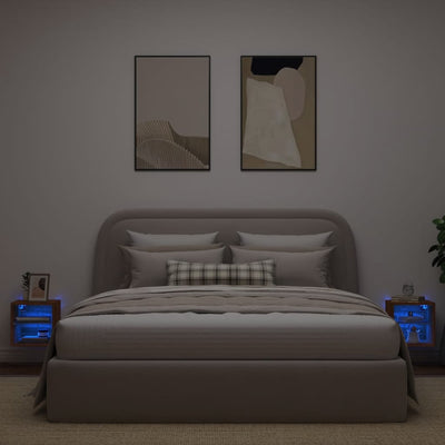 TV-seinäkaapit LED-valoilla 2 kpl ruskea tammi 30x28,5x30 cm
