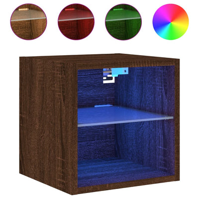 TV-seinäkaapit LED-valoilla 2 kpl ruskea tammi 30x28,5x30 cm