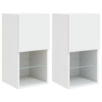 TV-kaapit LED-valoilla 2 kpl valkoinen 30,5x30x60 cm