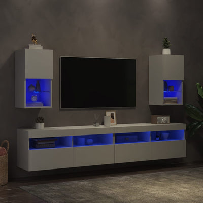 TV-kaapit LED-valoilla 2 kpl valkoinen 30,5x30x60 cm