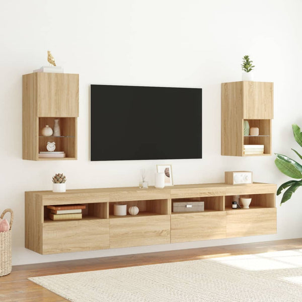 TV-kaapit LED-valoilla 2 kpl Sonoma-tammi 30,5x30x60 cm