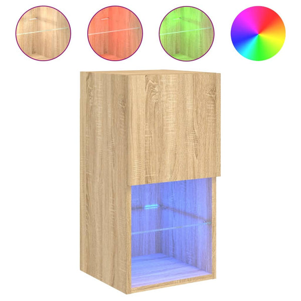 TV-kaapit LED-valoilla 2 kpl Sonoma-tammi 30,5x30x60 cm