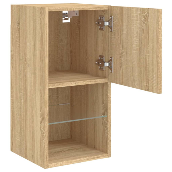 TV-kaapit LED-valoilla 2 kpl Sonoma-tammi 30,5x30x60 cm