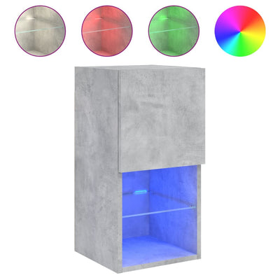 TV-kaappi LED-valoilla betoninharmaa 30,5x30x60 cm