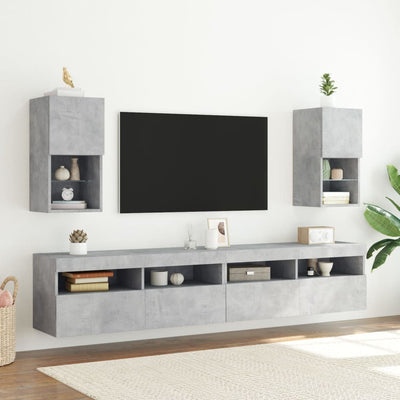 TV-kaappi LED-valoilla betoninharmaa 30,5x30x60 cm
