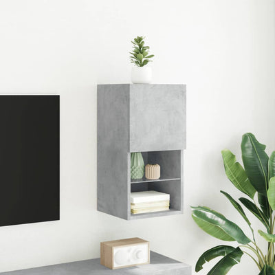 TV-kaappi LED-valoilla betoninharmaa 30,5x30x60 cm