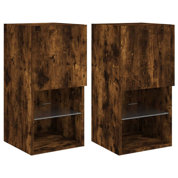 TV-kaapit LED-valoilla 2 kpl savutammi 30,5x30x60 cm