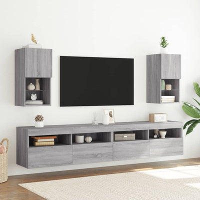 TV-kaappi LED-valoilla harmaa Sonoma 30,5x30x60 cm