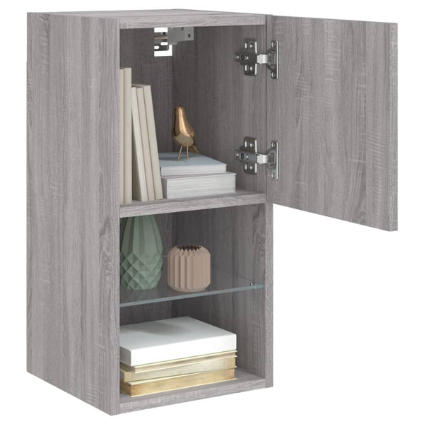 TV-kaapit LED-valoilla 2 kpl harmaa Sonoma 30,5x30x60 cm