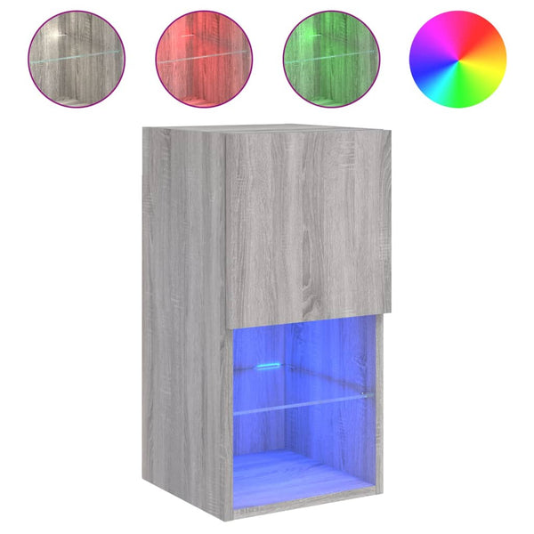 TV-kaapit LED-valoilla 2 kpl harmaa Sonoma 30,5x30x60 cm