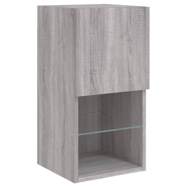TV-kaapit LED-valoilla 2 kpl harmaa Sonoma 30,5x30x60 cm