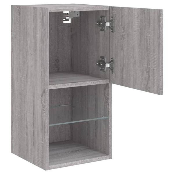 TV-kaapit LED-valoilla 2 kpl harmaa Sonoma 30,5x30x60 cm
