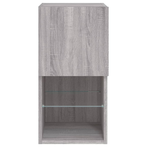 TV-kaapit LED-valoilla 2 kpl harmaa Sonoma 30,5x30x60 cm