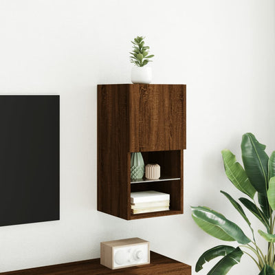 TV-kaappi LED-valoilla ruskea tammi 30,5x30x60 cm