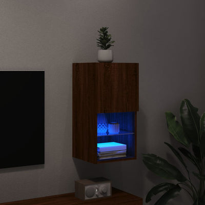 TV-kaappi LED-valoilla ruskea tammi 30,5x30x60 cm